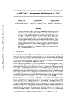 A-NICE-MC: Adversarial Training for MCMC