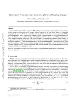 Least Squares Polynomial Chaos Expansion: A Review of Sampling
  Strategies