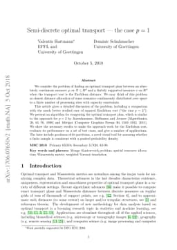 Semi-discrete optimal transport - the case p=1