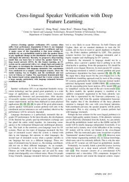 Cross-lingual Speaker Verification with Deep Feature Learning