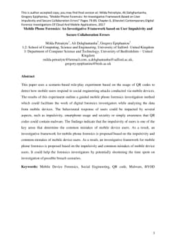 Mobile Phone Forensics: An Investigative Framework based on User
  Impulsivity and Secure Collaboration Errors