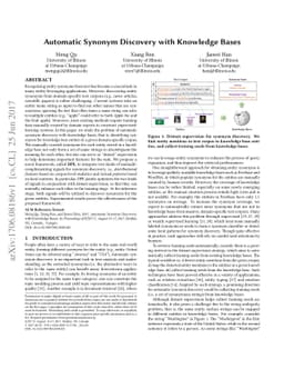 Automatic Synonym Discovery with Knowledge Bases