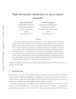 High-dimensional classification by sparse logistic regression