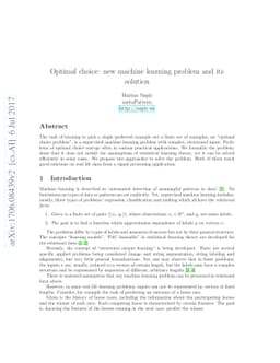 Optimal choice: new machine learning problem and its solution