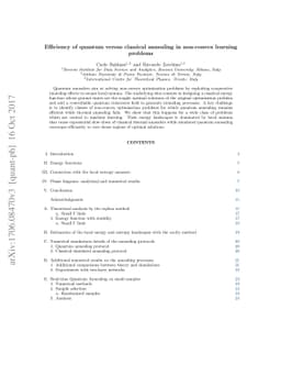 Efficiency of quantum versus classical annealing in non-convex learning
  problems