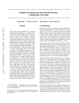 Cognitive Psychology for Deep Neural Networks: A Shape Bias Case Study