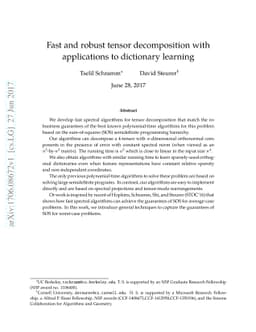 Fast and robust tensor decomposition with applications to dictionary
  learning