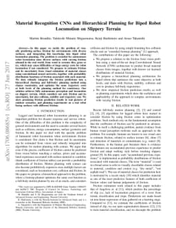 Material Recognition CNNs and Hierarchical Planning for Biped Robot
  Locomotion on Slippery Terrain