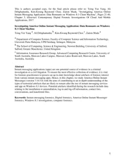 Investigating America Online Instant Messaging Application: Data
  Remnants on Windows 8.1 Client Machine