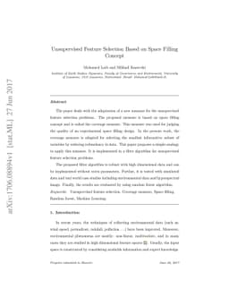 Unsupervised Feature Selection Based on Space Filling Concept