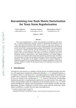 Reexamining Low Rank Matrix Factorization for Trace Norm Regularization
