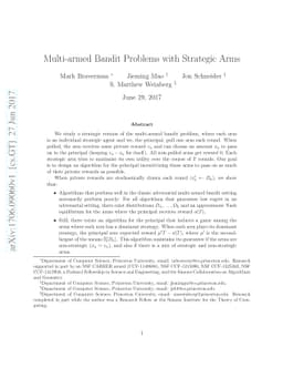 Multi-armed Bandit Problems with Strategic Arms