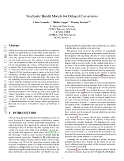 Stochastic Bandit Models for Delayed Conversions