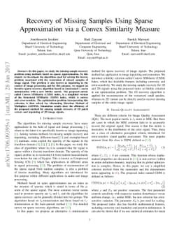 Recovery of Missing Samples Using Sparse Approximation via a Convex
  Similarity Measure