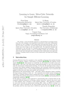 Learning to Learn: Meta-Critic Networks for Sample Efficient Learning