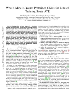 What's Mine is Yours: Pretrained CNNs for Limited Training Sonar ATR