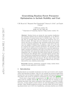 Generalising Random Forest Parameter Optimisation to Include Stability
  and Cost