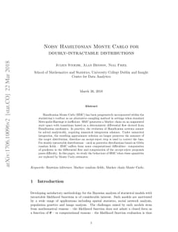 Noisy Hamiltonian Monte Carlo for doubly-intractable distributions