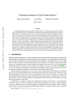Lifelong Learning in Costly Feature Spaces