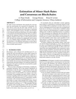 Estimation of Miner Hash Rates and Consensus on Blockchains (draft)