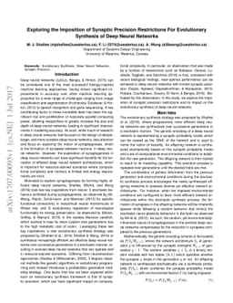 Exploring the Imposition of Synaptic Precision Restrictions For
  Evolutionary Synthesis of Deep Neural Networks