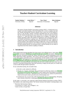 Teacher-Student Curriculum Learning