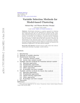 Variable Selection Methods for Model-based Clustering