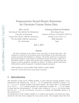 Nonparametric Kernel Density Estimation for Univariate Curent Status
  Data