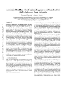 Automated Problem Identification: Regression vs Classification via
  Evolutionary Deep Networks