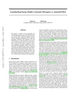 Learning Deep Energy Models: Contrastive Divergence vs. Amortized MLE