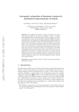 Automatic estimation of harmonic tension by distributed representation
  of chords
