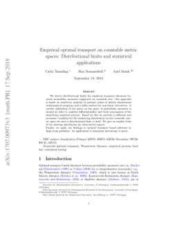 Empirical optimal transport on countable metric spaces: Distributional
  limits and statistical applications