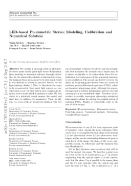 LED-based Photometric Stereo: Modeling, Calibration and Numerical
  Solution