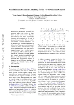 CharManteau: Character Embedding Models For Portmanteau Creation