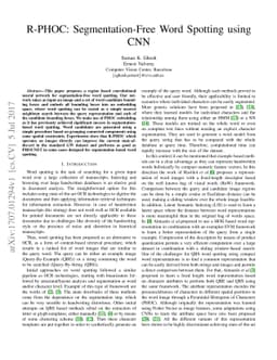 R-PHOC: Segmentation-Free Word Spotting using CNN