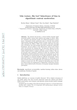 Like trainer, like bot? Inheritance of bias in algorithmic content
  moderation