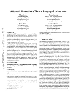 Automatic Generation of Natural Language Explanations