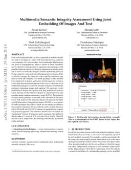 Multimedia Semantic Integrity Assessment Using Joint Embedding Of Images
  And Text