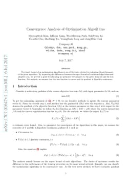Convergence Analysis of Optimization Algorithms