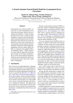 A Nested Attention Neural Hybrid Model for Grammatical Error Correction