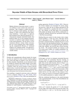 Bayesian Models of Data Streams with Hierarchical Power Priors