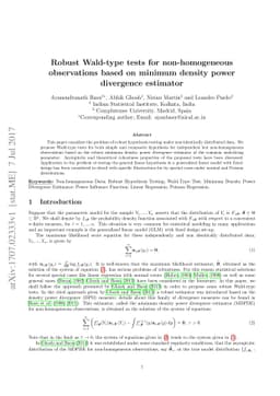 Robust Wald-type tests for non-homogeneous observations based on minimum
  density power divergence estimator