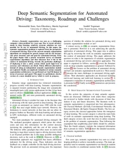Deep Semantic Segmentation for Automated Driving: Taxonomy, Roadmap and
  Challenges