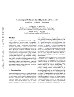 Anisotropic Diffusion-based Kernel Matrix Model for Face Liveness
  Detection