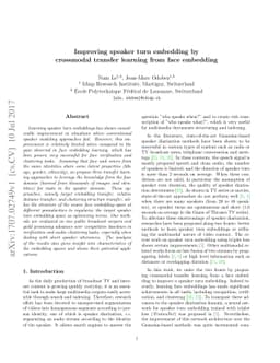 Improving speaker turn embedding by crossmodal transfer learning from
  face embedding