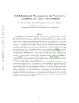 Subdeterminant Maximization via Nonconvex Relaxations and
  Anti-concentration