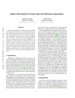 Adaptive Binarization for Weakly Supervised Affordance Segmentation