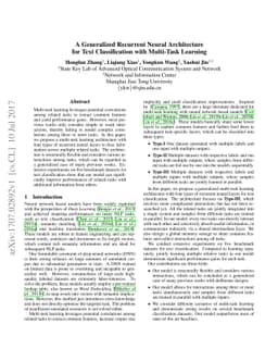 A Generalized Recurrent Neural Architecture for Text Classification with
  Multi-Task Learning