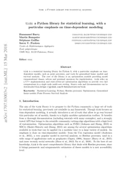 Tick: a Python library for statistical learning, with a particular
  emphasis on time-dependent modelling