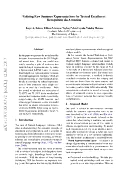 Refining Raw Sentence Representations for Textual Entailment Recognition
  via Attention